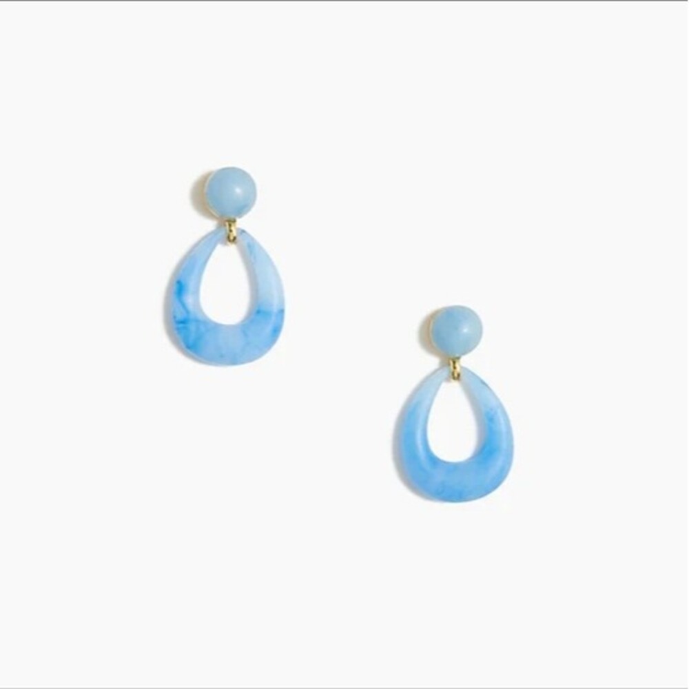 NWT J. Crew Blue Resin Teardrop Statement Earrings